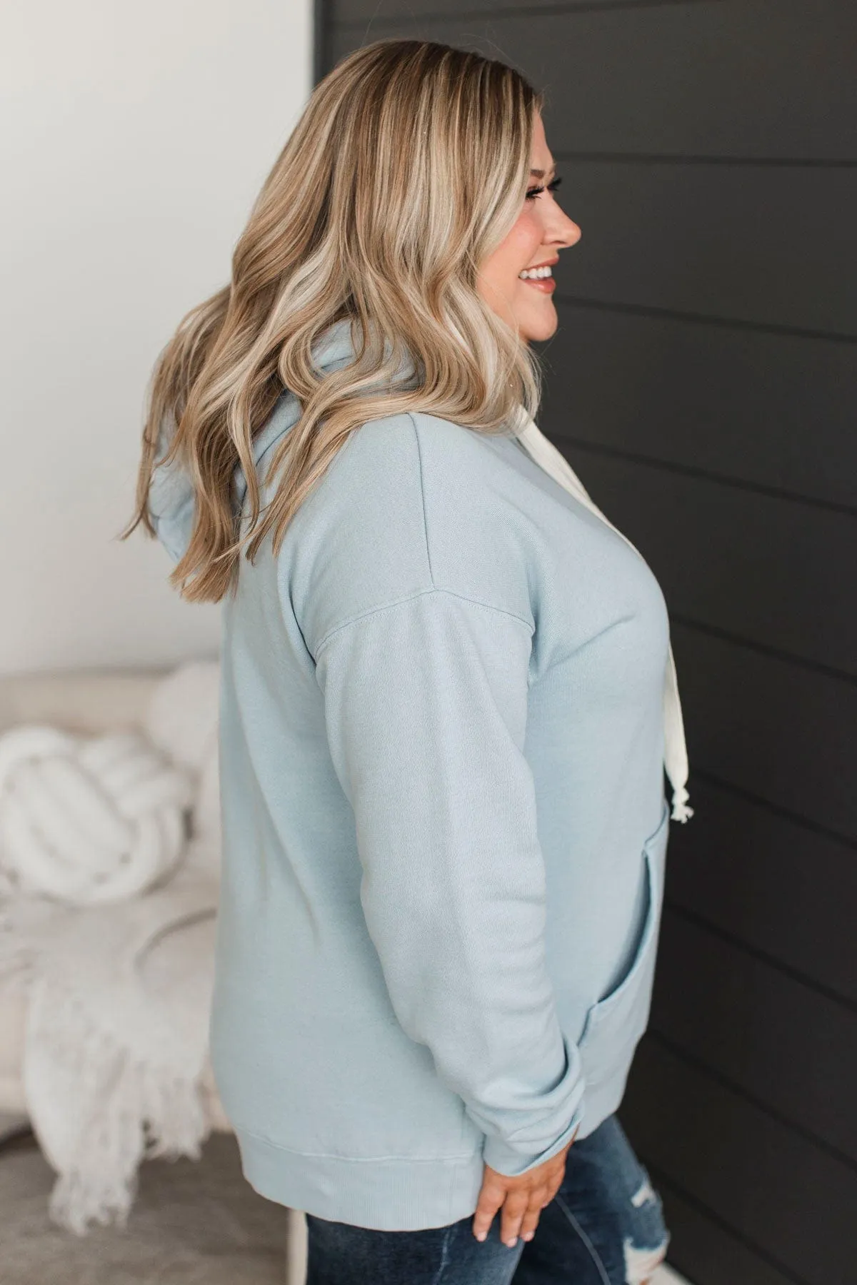 Incredible Devotion Drawstring Hoodie- Light Blue