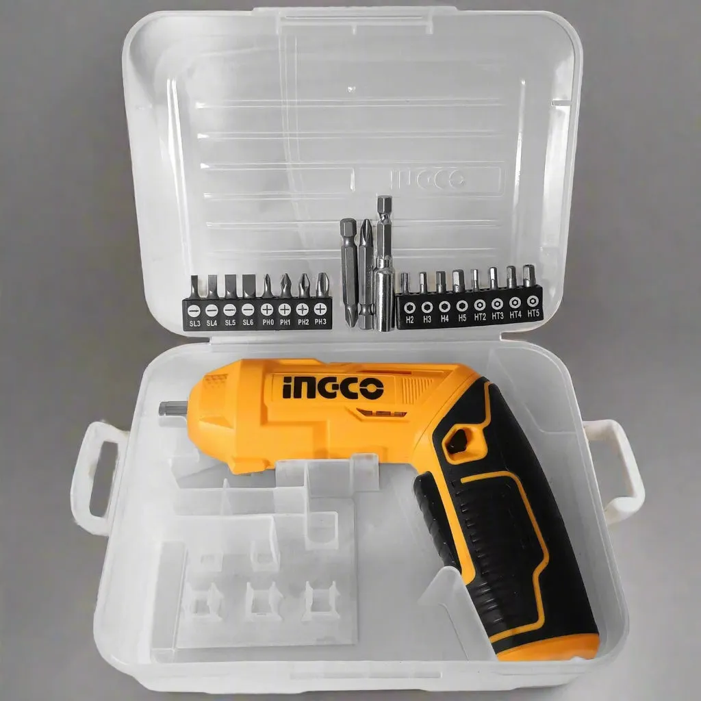 Ingco 4V Lithium-Ion Cordless Screwdriver with Adjustable Handle & Work Light – CSDLI0442