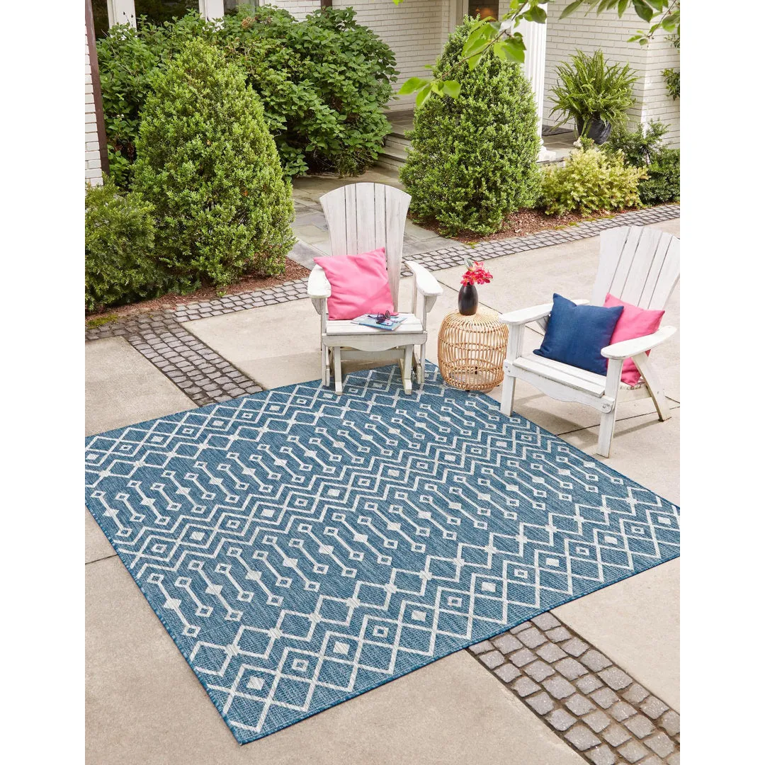 Innsbrook Southwestern Power Loom Teal Indoor/Outdoor Area Rug Laurel Foundry Modern Farmhouse® Rug Size: Square 8'