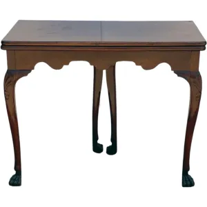 Irish Georgian Leather Top Mahogany Fold-Over Games Table