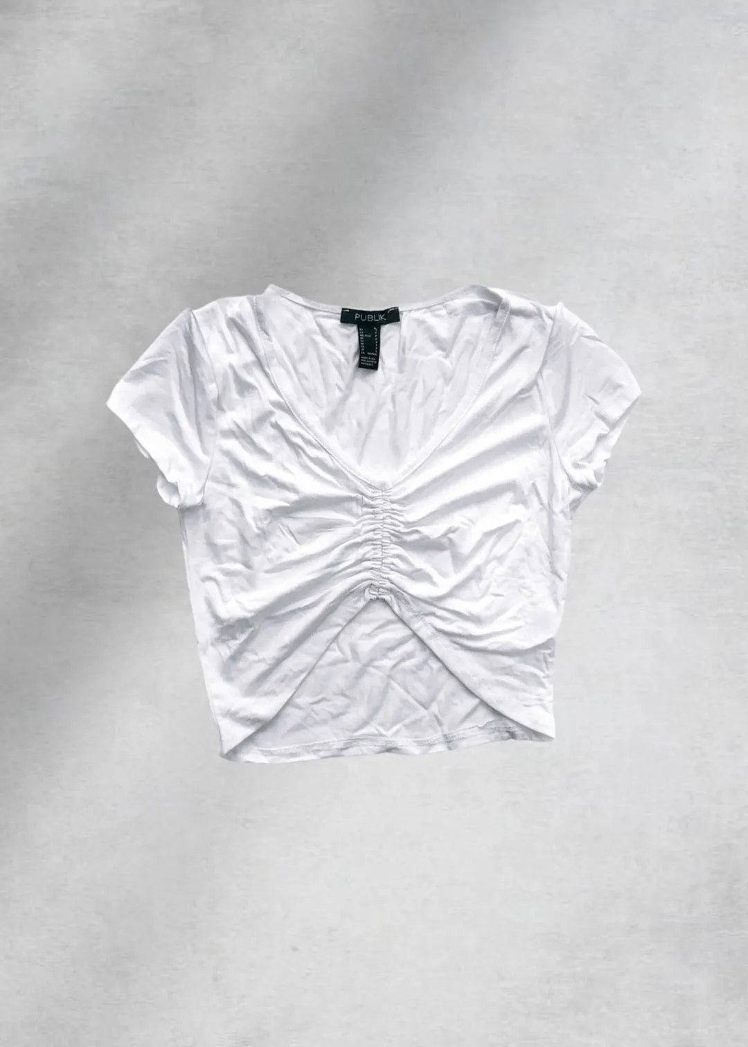 Isabella Gathered Crop Top - White
