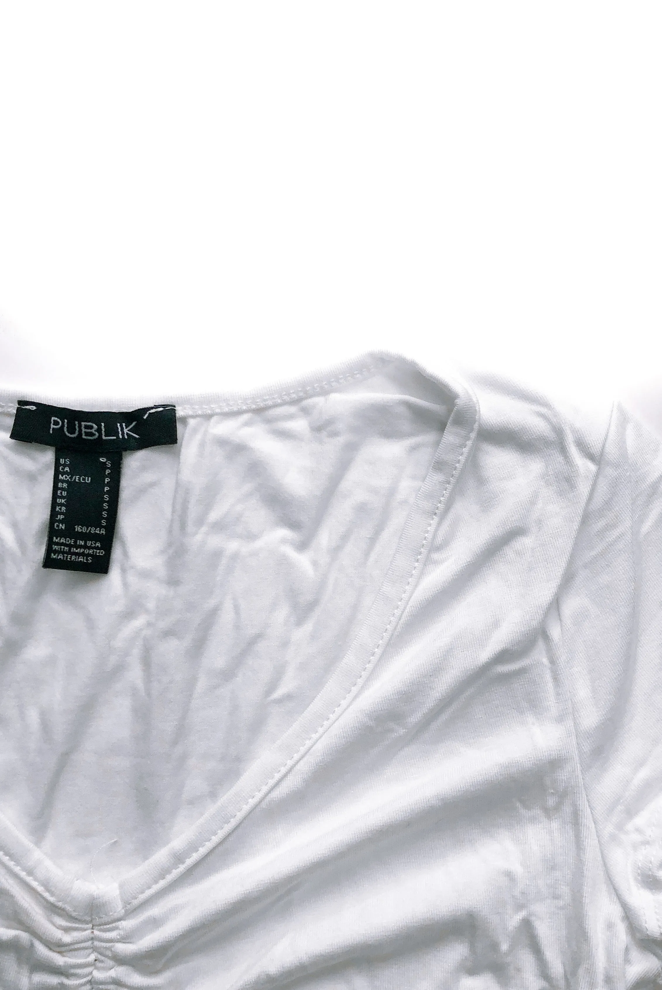 Isabella Gathered Crop Top - White