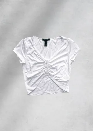Isabella Gathered Crop Top - White
