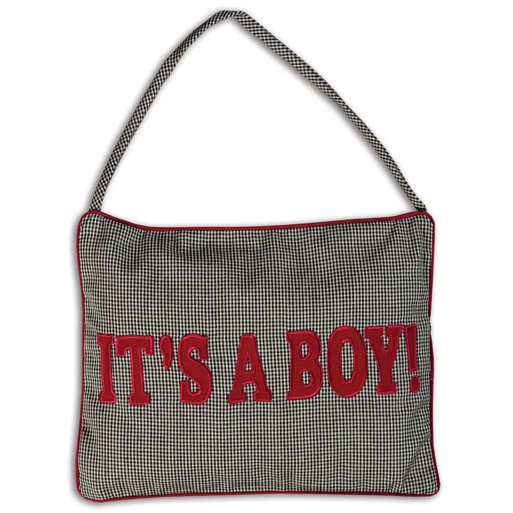 It's A Boy/Girl! Black Tiny Gingham Mini Pillow