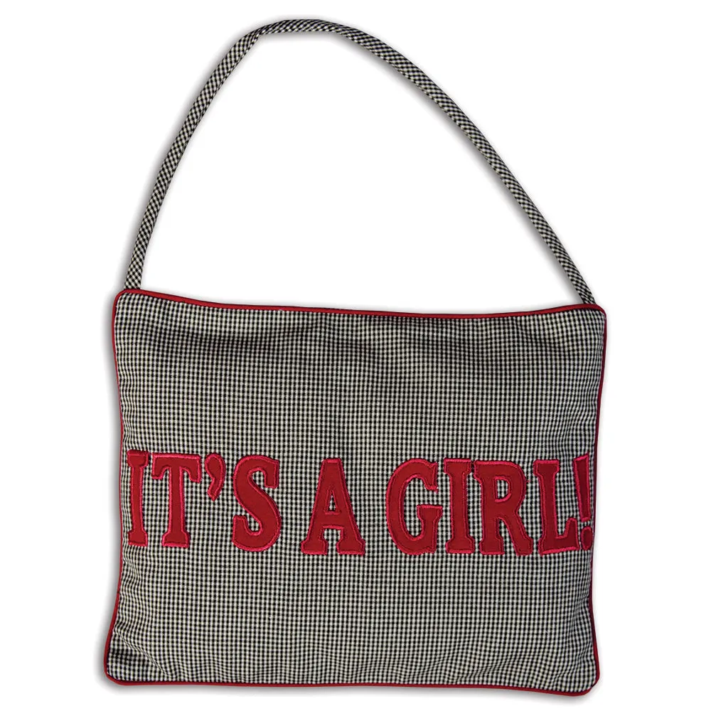It's A Boy/Girl! Black Tiny Gingham Mini Pillow