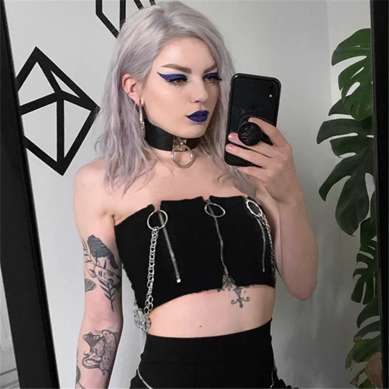 [@jessimpossible ] "ZIPPERED CHAIN SEXY" TUBE TOP Y021407