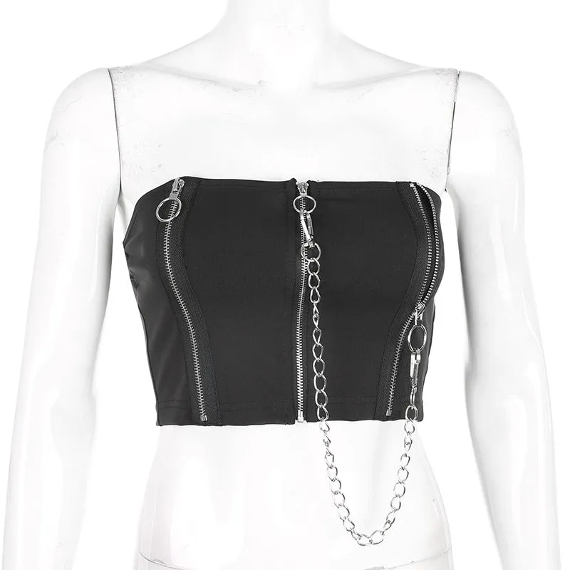 [@jessimpossible ] "ZIPPERED CHAIN SEXY" TUBE TOP Y021407