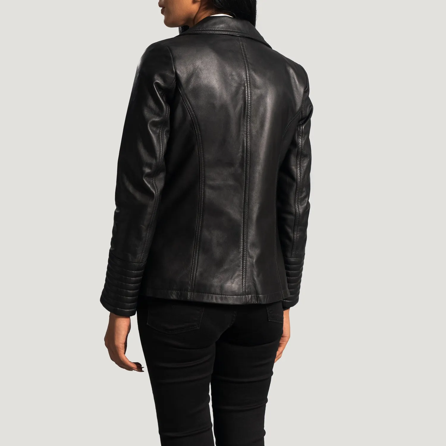 Kamala Quilted Black Leather Blazer