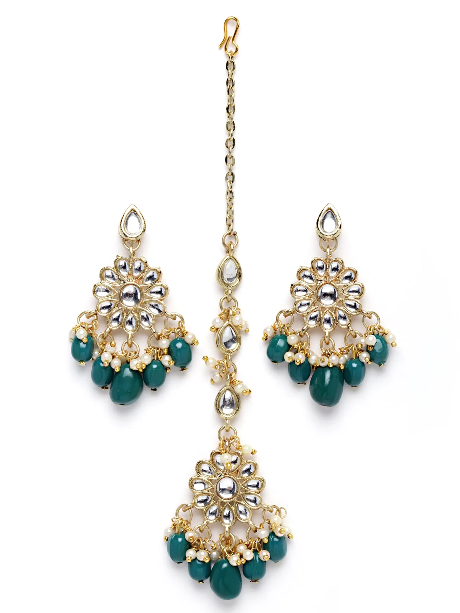 Karatcart Gold Plated Green Tumble Choker Necklace Set
