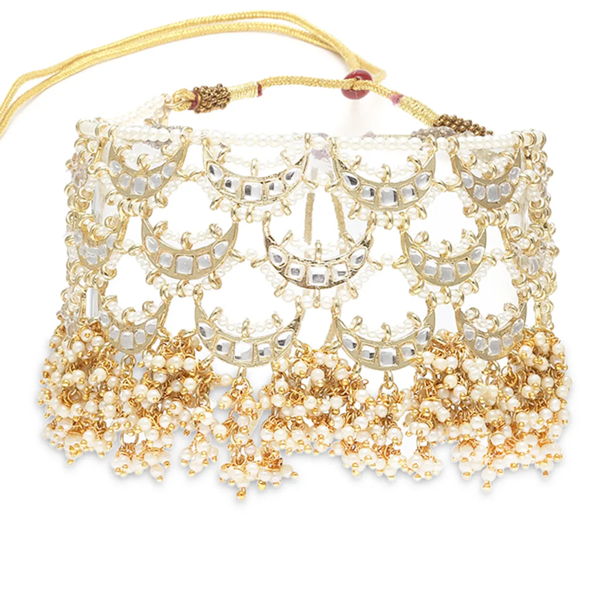 Karatcart Gold Plated Pearl Choker Necklace Set for Women