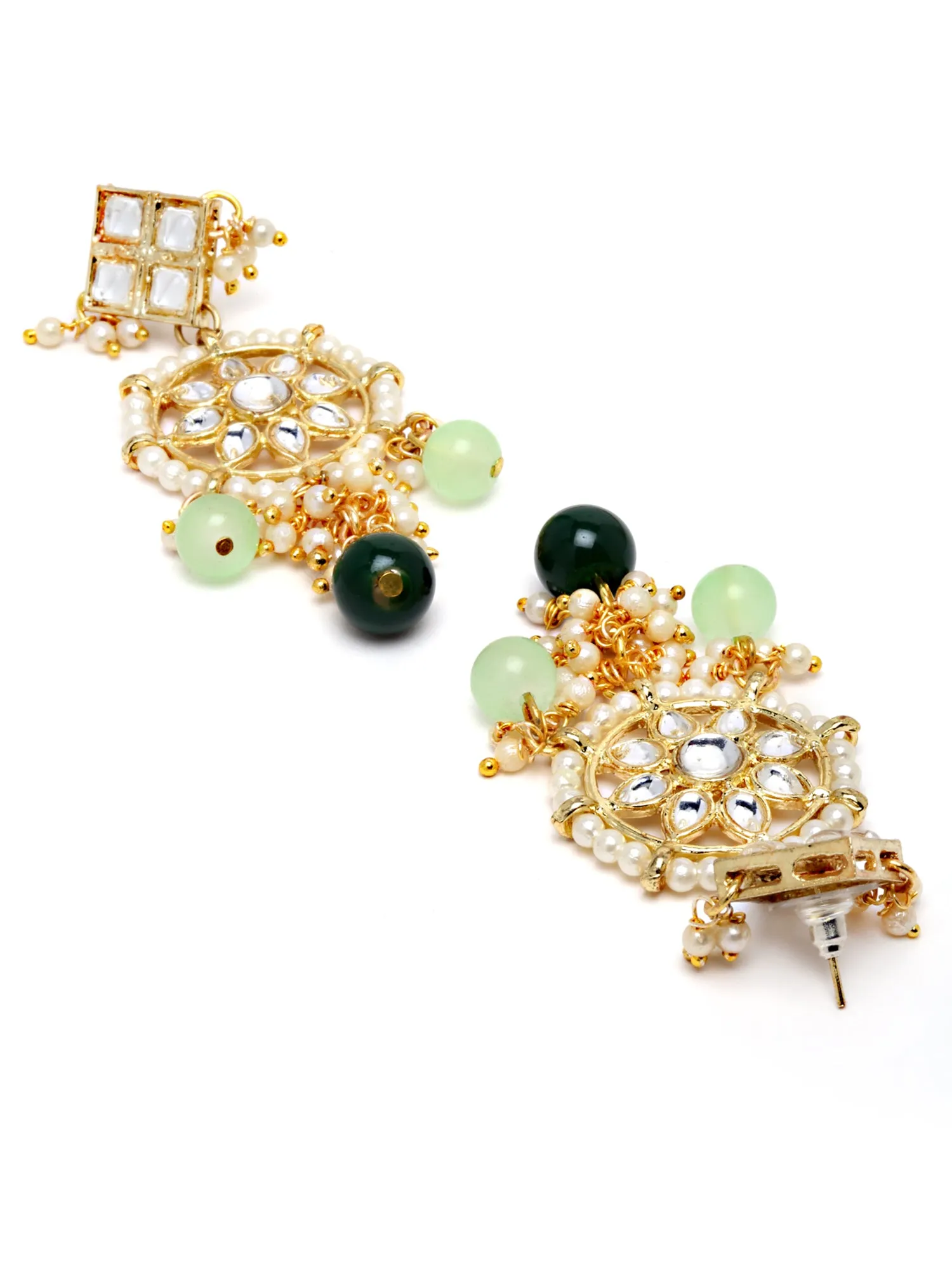 Karatcart Gold Plated Square Shape Green Beads Choker Necklace Set