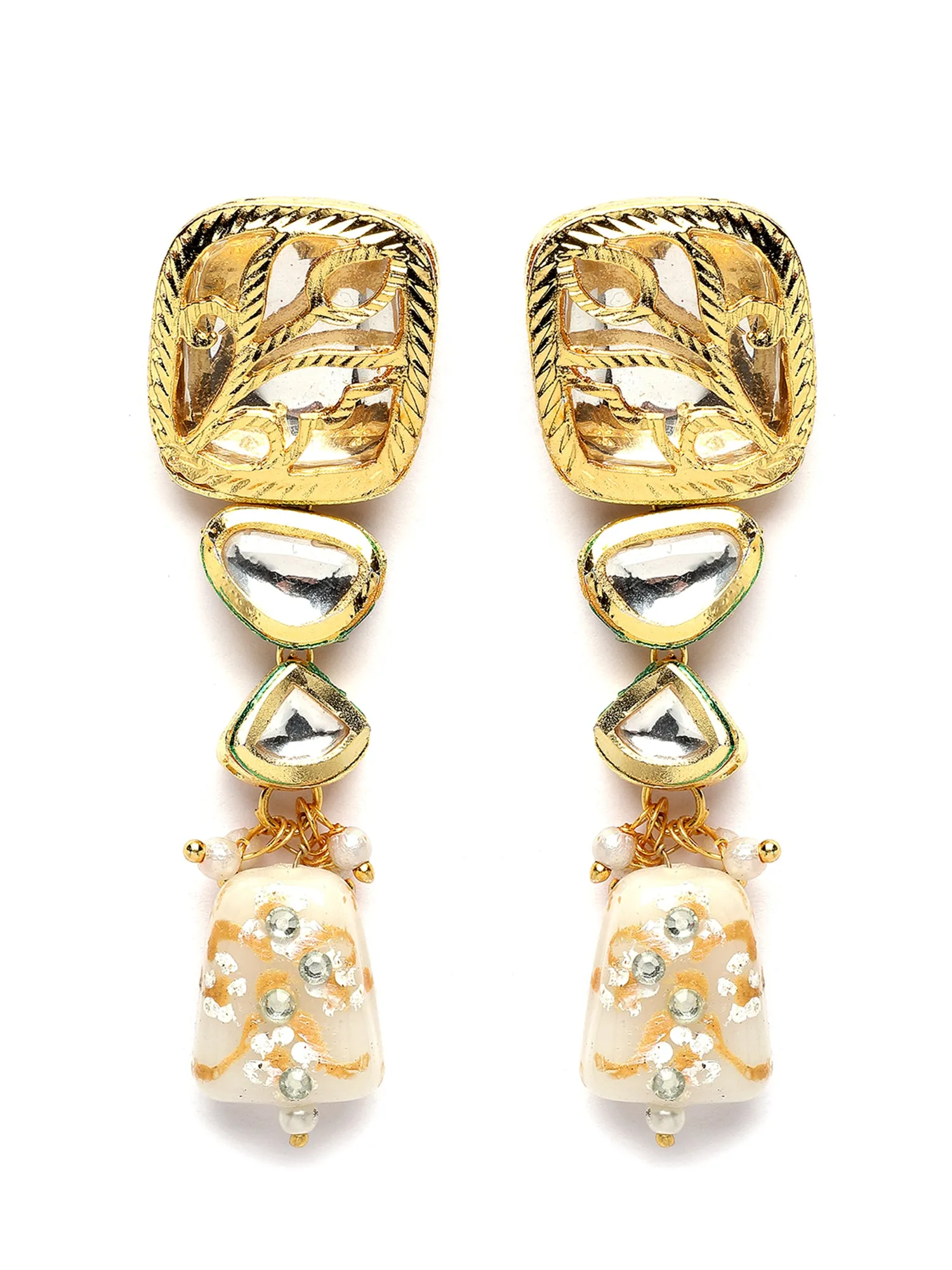 Karatcart Gold Plated White Tumble and Polki Kundan Choker Necklace Set for Women