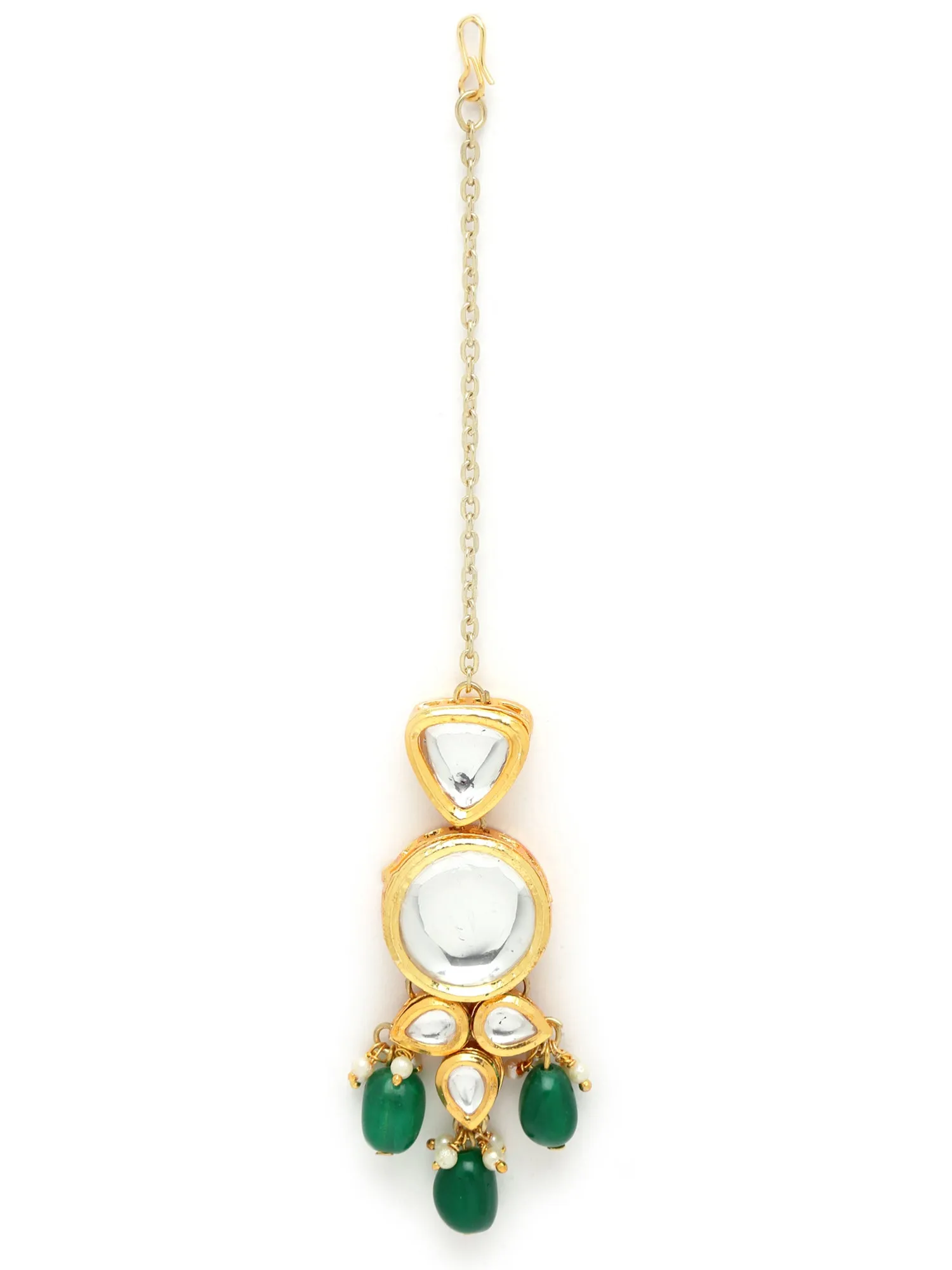 Karatcart Green Gold Plated Crystal and Polki Kundan Choker Necklace Set