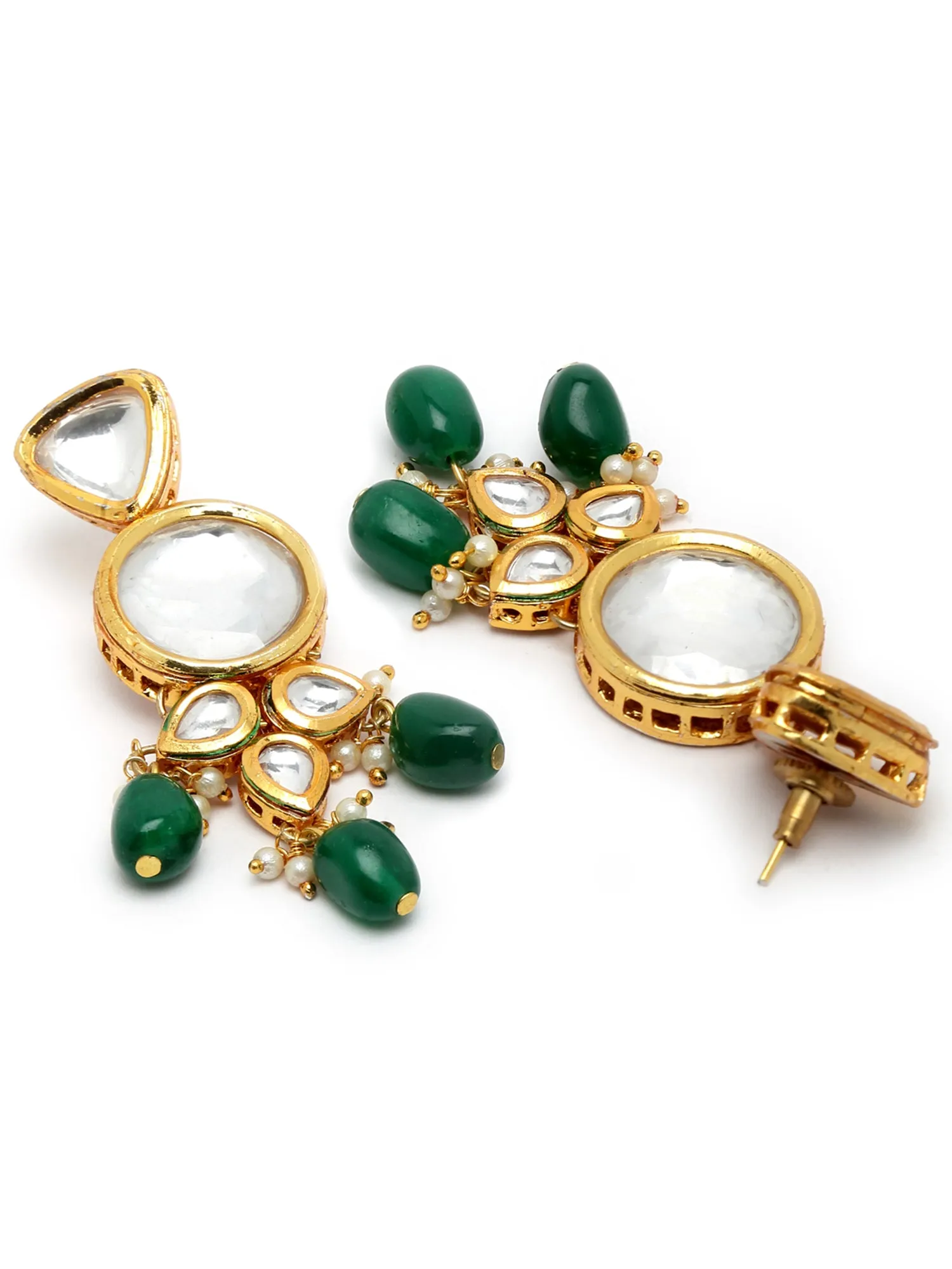 Karatcart Green Gold Plated Crystal and Polki Kundan Choker Necklace Set