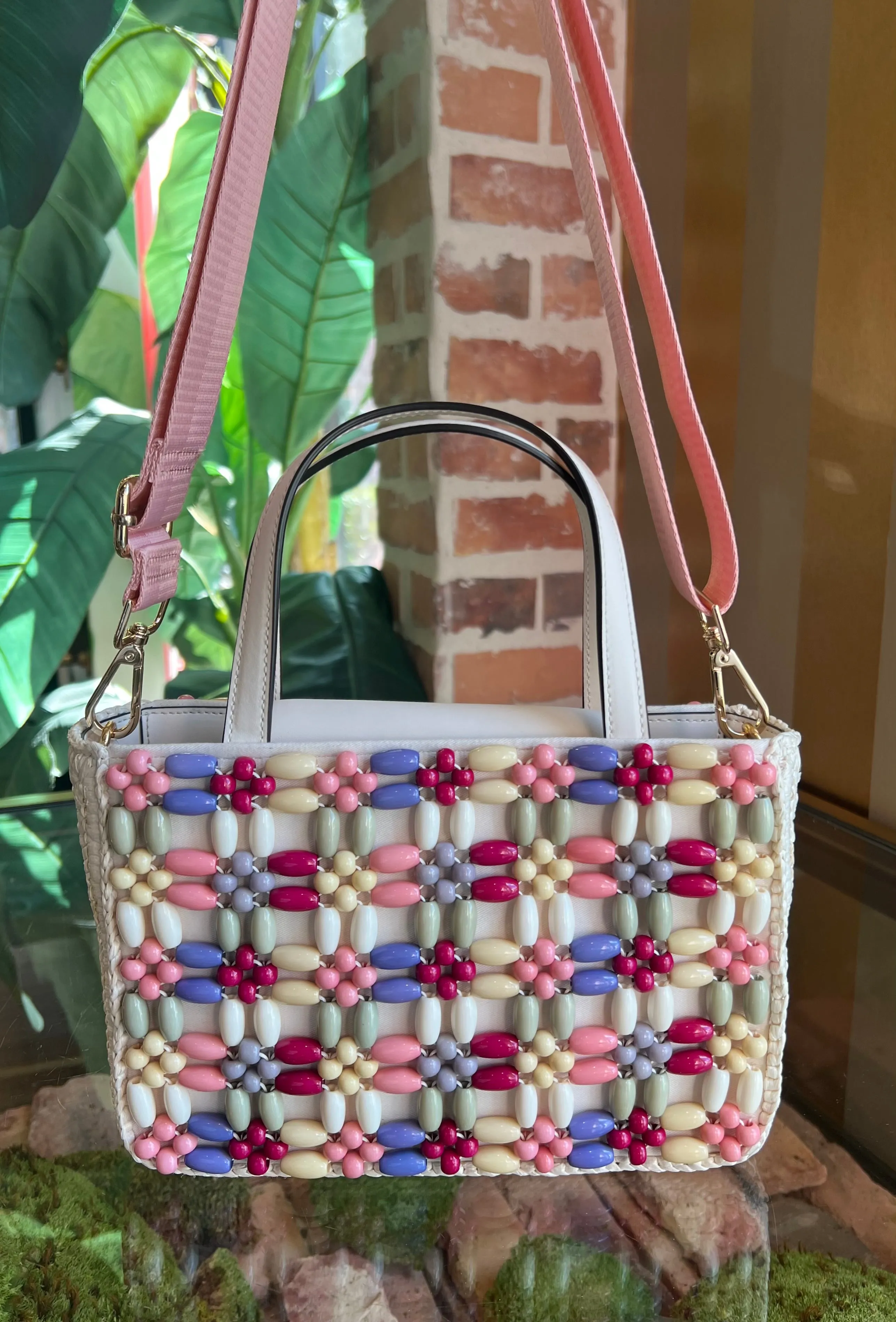 Kate Spade Multicolor Sam Icon Beaded Raffia Small Tote