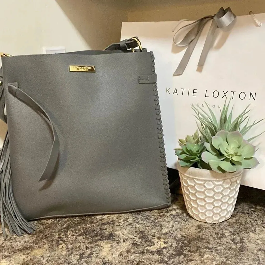Katie Loxton Gray Braided Gray Bag with Side Tassel