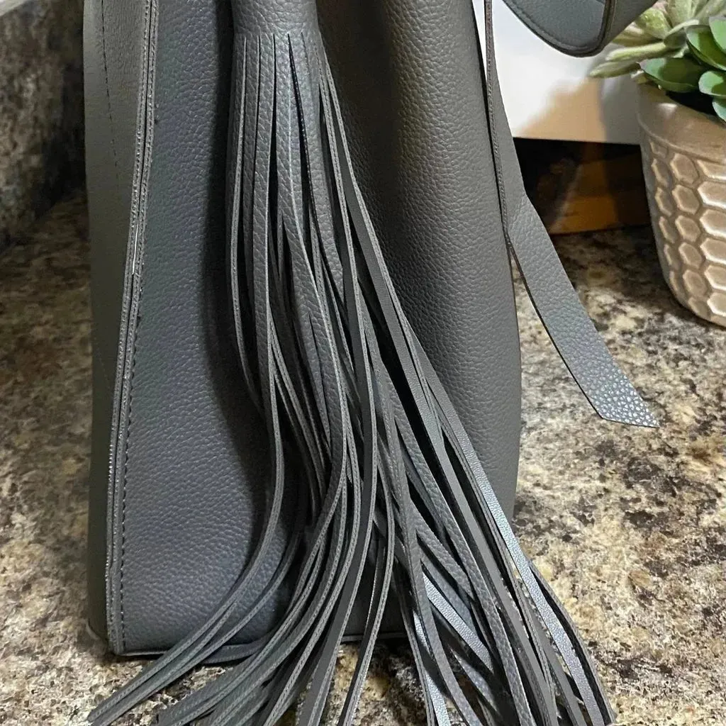 Katie Loxton Gray Braided Gray Bag with Side Tassel