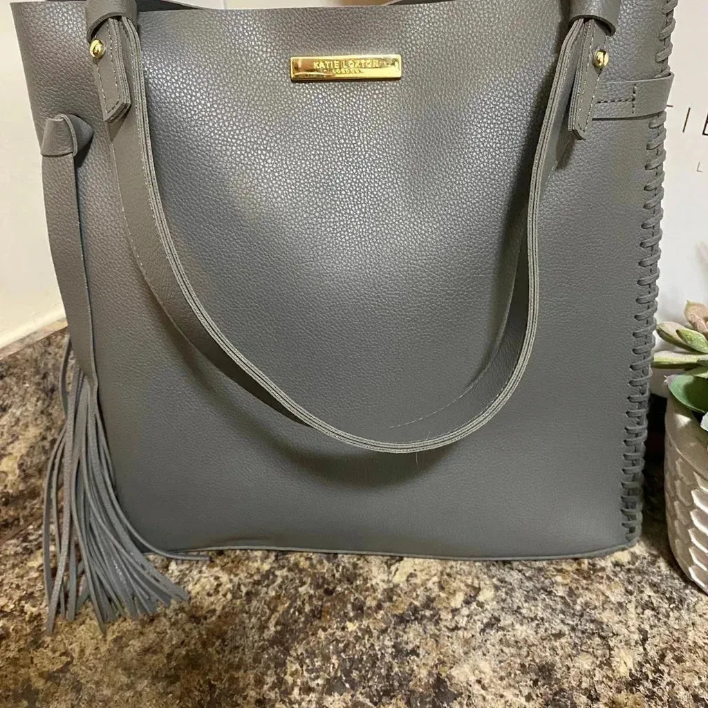 Katie Loxton Gray Braided Gray Bag with Side Tassel