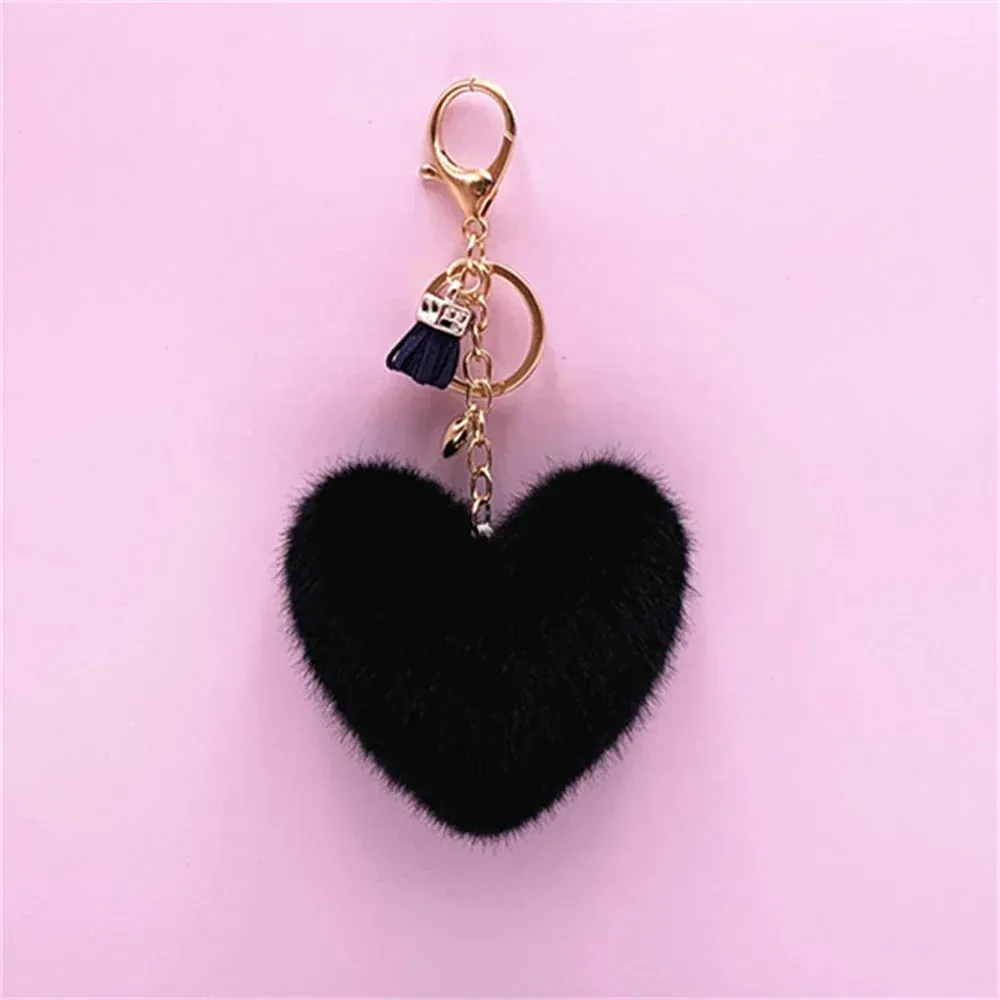 Kawaii Heart Pompom Keychain 🎀✨ | Adorable Plush Ball Accessories for Bags & Cars ❤️🎉 | Perfect Valentine Gifts for Couples 💖🥰