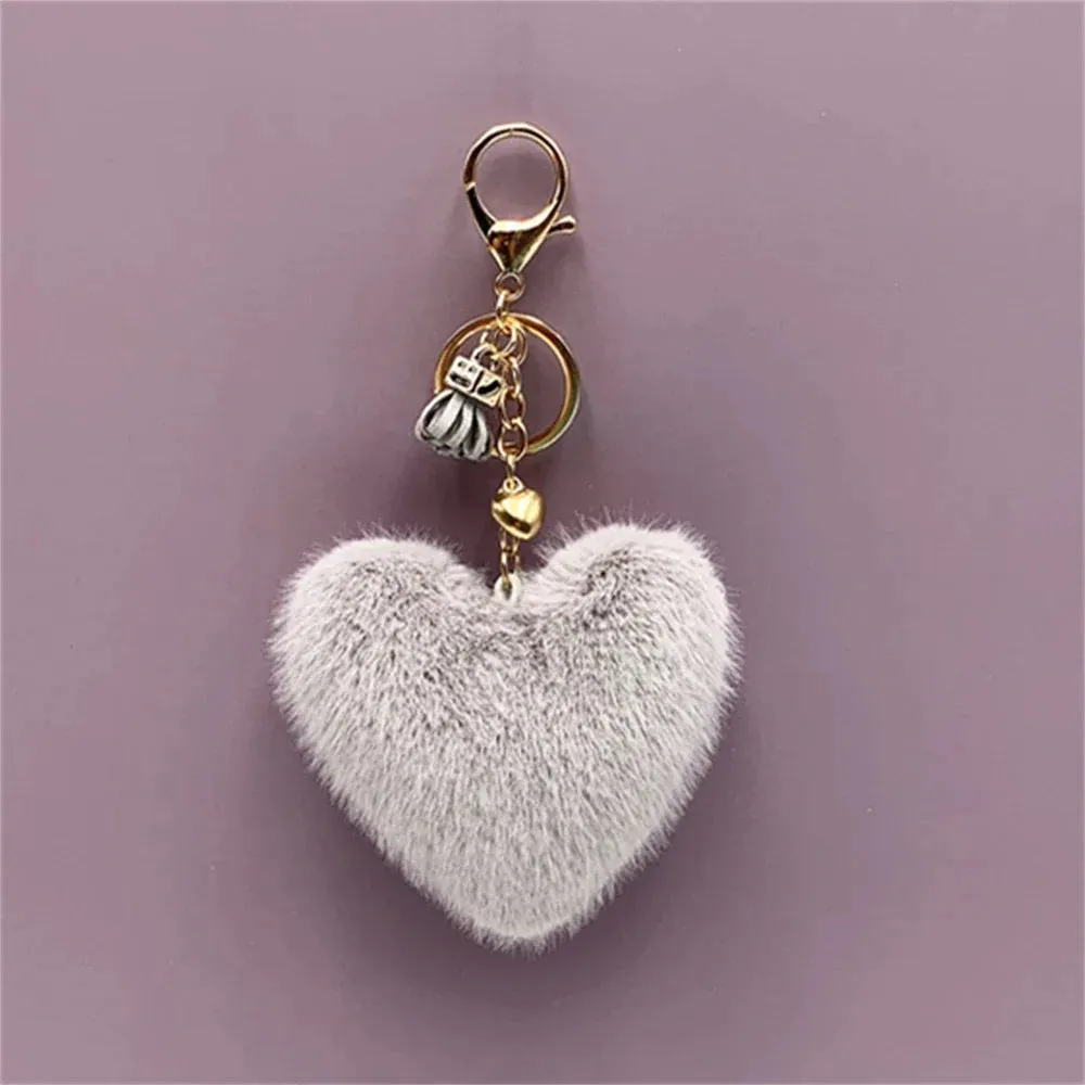 Kawaii Heart Pompom Keychain 🎀✨ | Adorable Plush Ball Accessories for Bags & Cars ❤️🎉 | Perfect Valentine Gifts for Couples 💖🥰