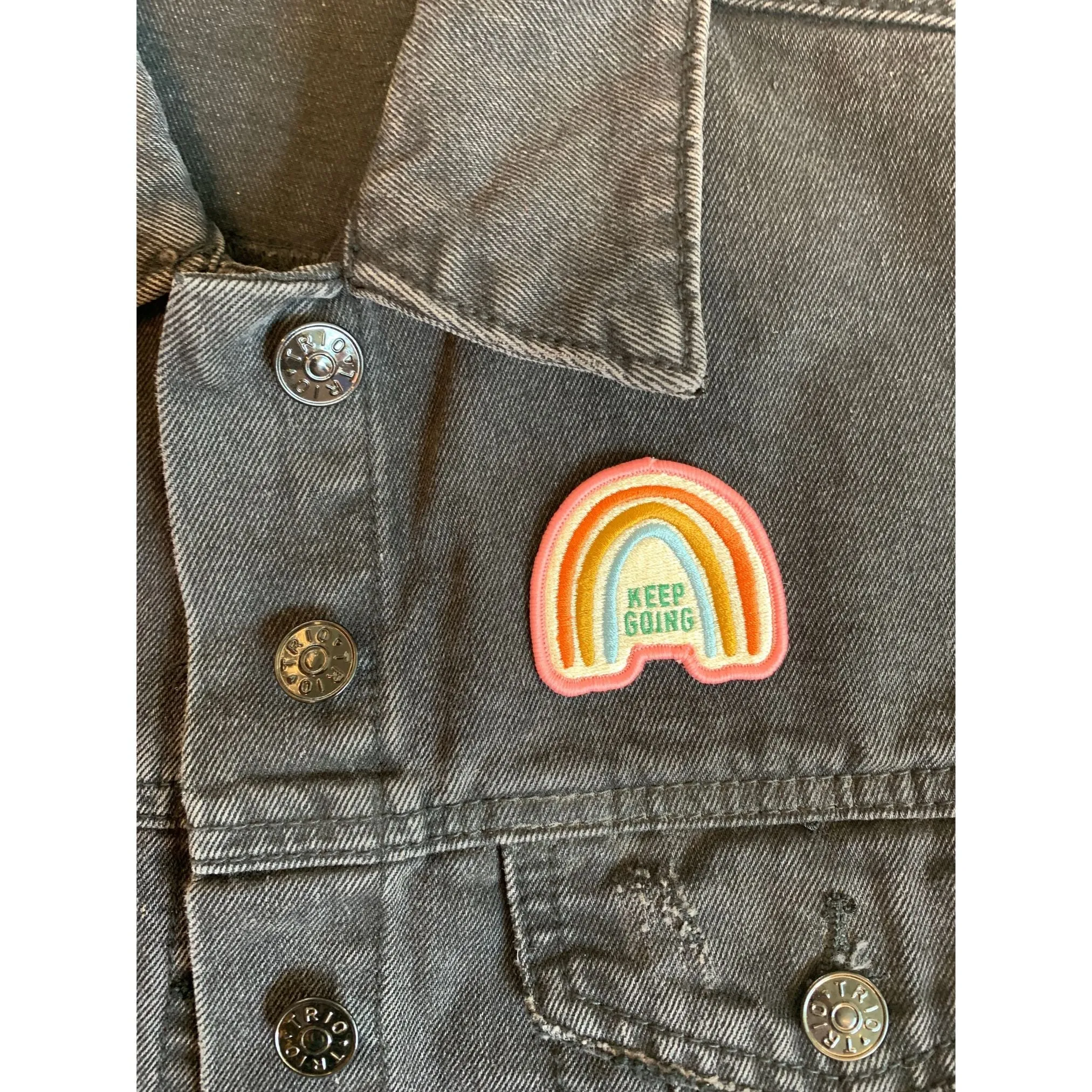 Keep Going Iron-On Patch in Rainbow Design | Embroidered Heat-transfer Patch