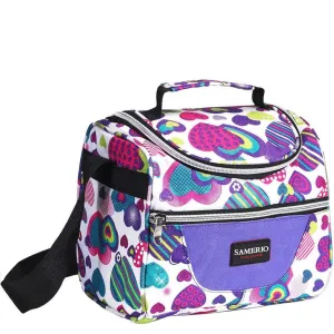 Kids Lunch Bag insulated Lunch Box Lunch Organizer Cooler Bento Bags for School Work/Girls Boys Children Studen Women with Adjustable Strap and Zip Closure Travel Lunch Tote, Front Pocket (purple)