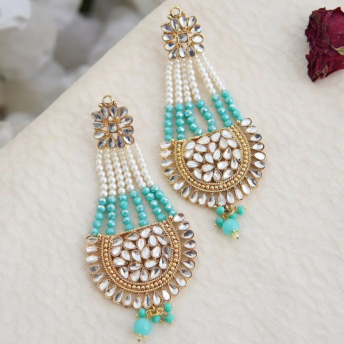 Kundan Passa Earrings With Pearls Work