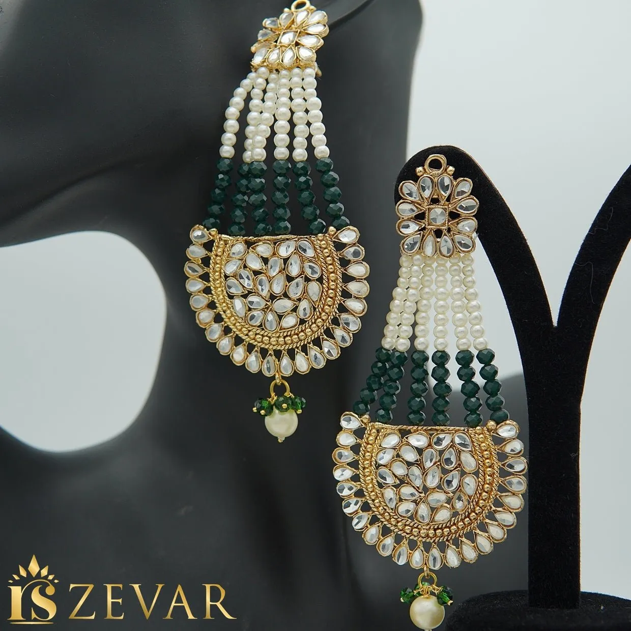 Kundan Passa Earrings With Pearls Work