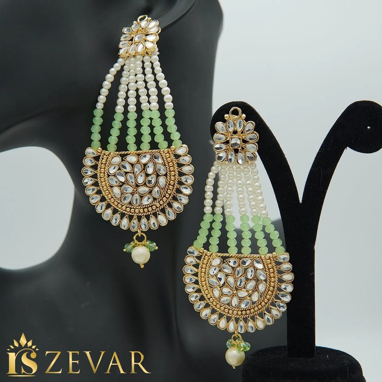 Kundan Passa Earrings With Pearls Work