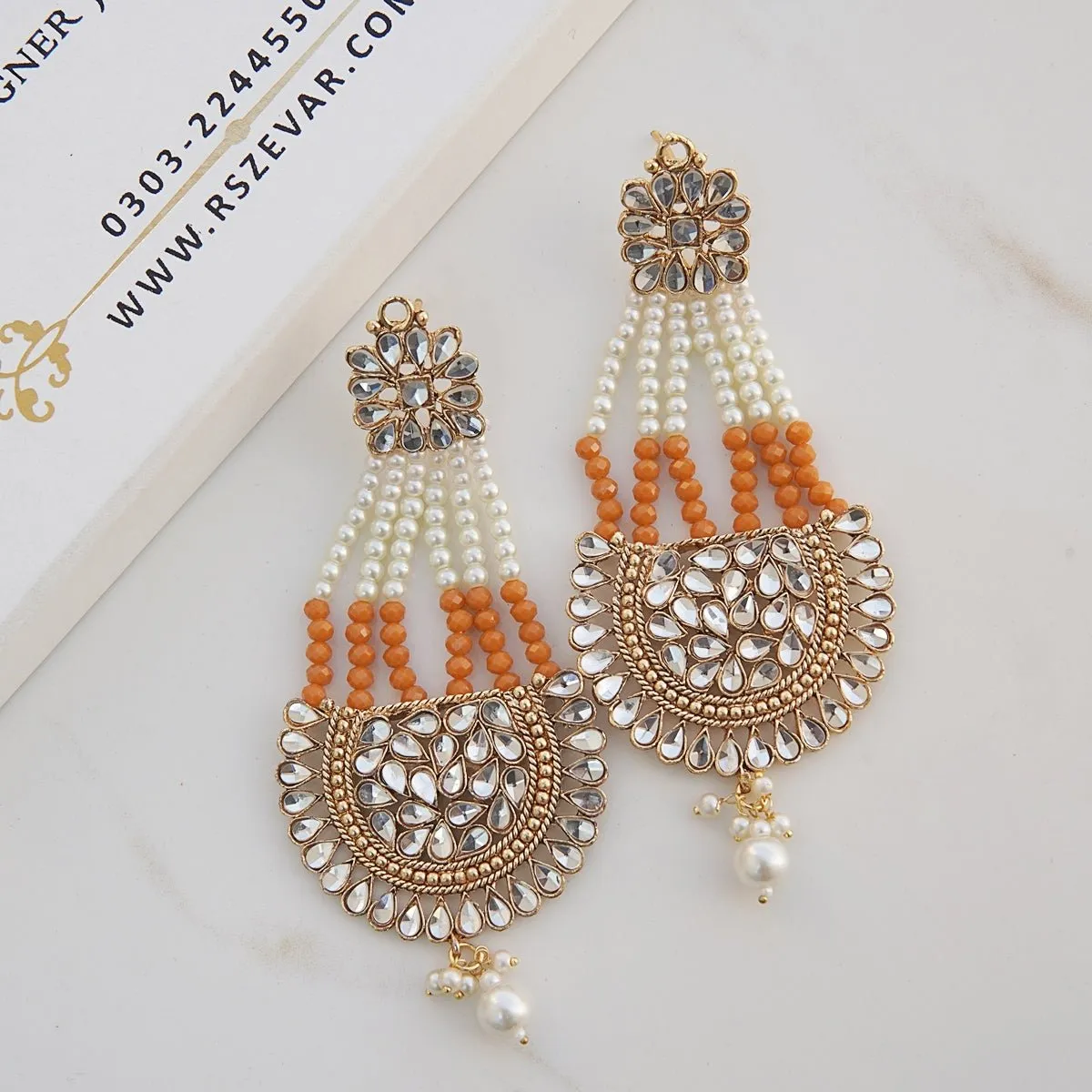 Kundan Passa Earrings With Pearls Work