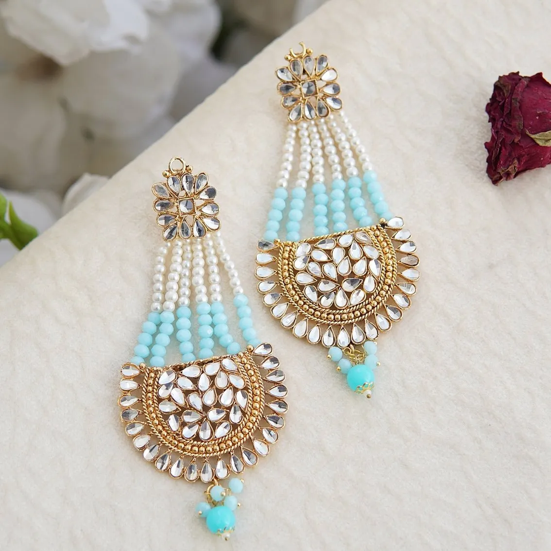 Kundan Passa Earrings With Pearls Work