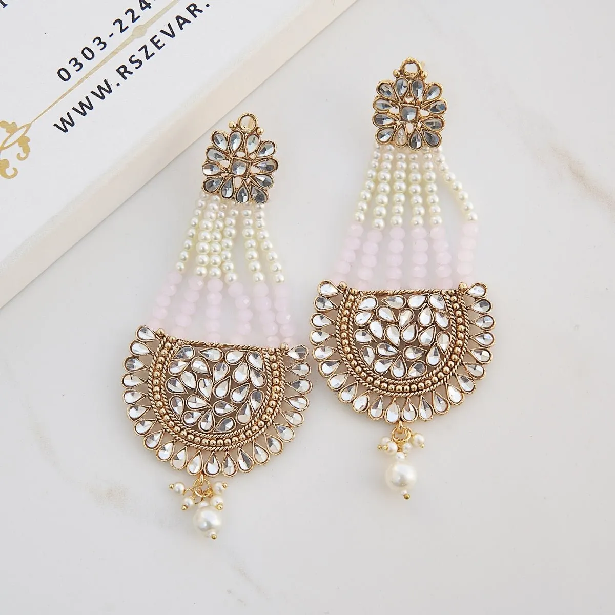 Kundan Passa Earrings With Pearls Work