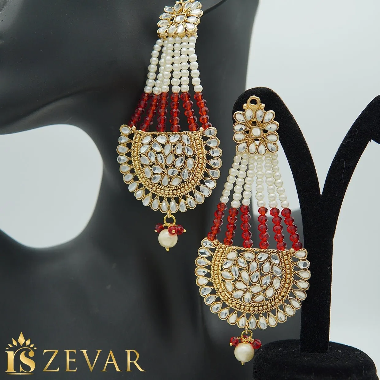 Kundan Passa Earrings With Pearls Work