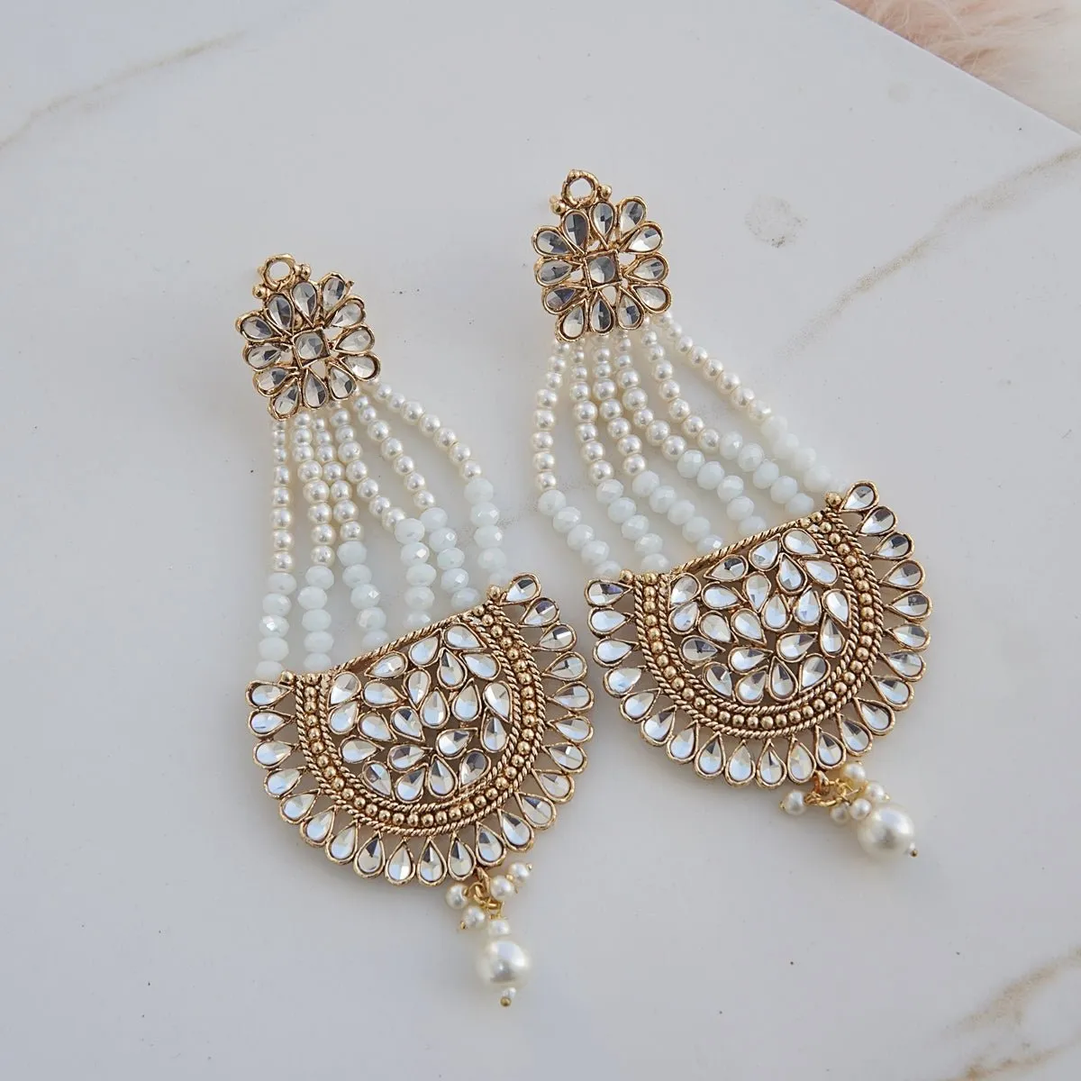 Kundan Passa Earrings With Pearls Work