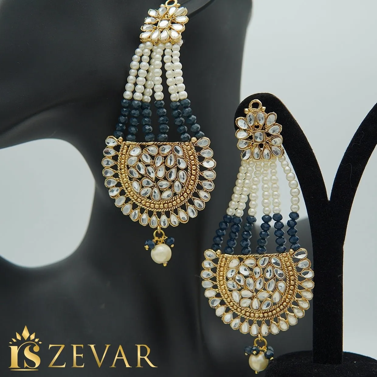 Kundan Passa Earrings With Pearls Work