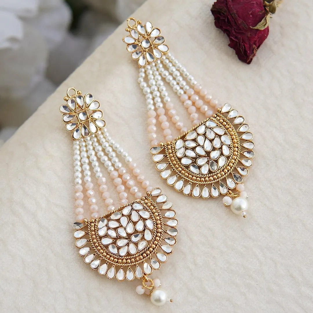 Kundan Passa Earrings With Pearls Work
