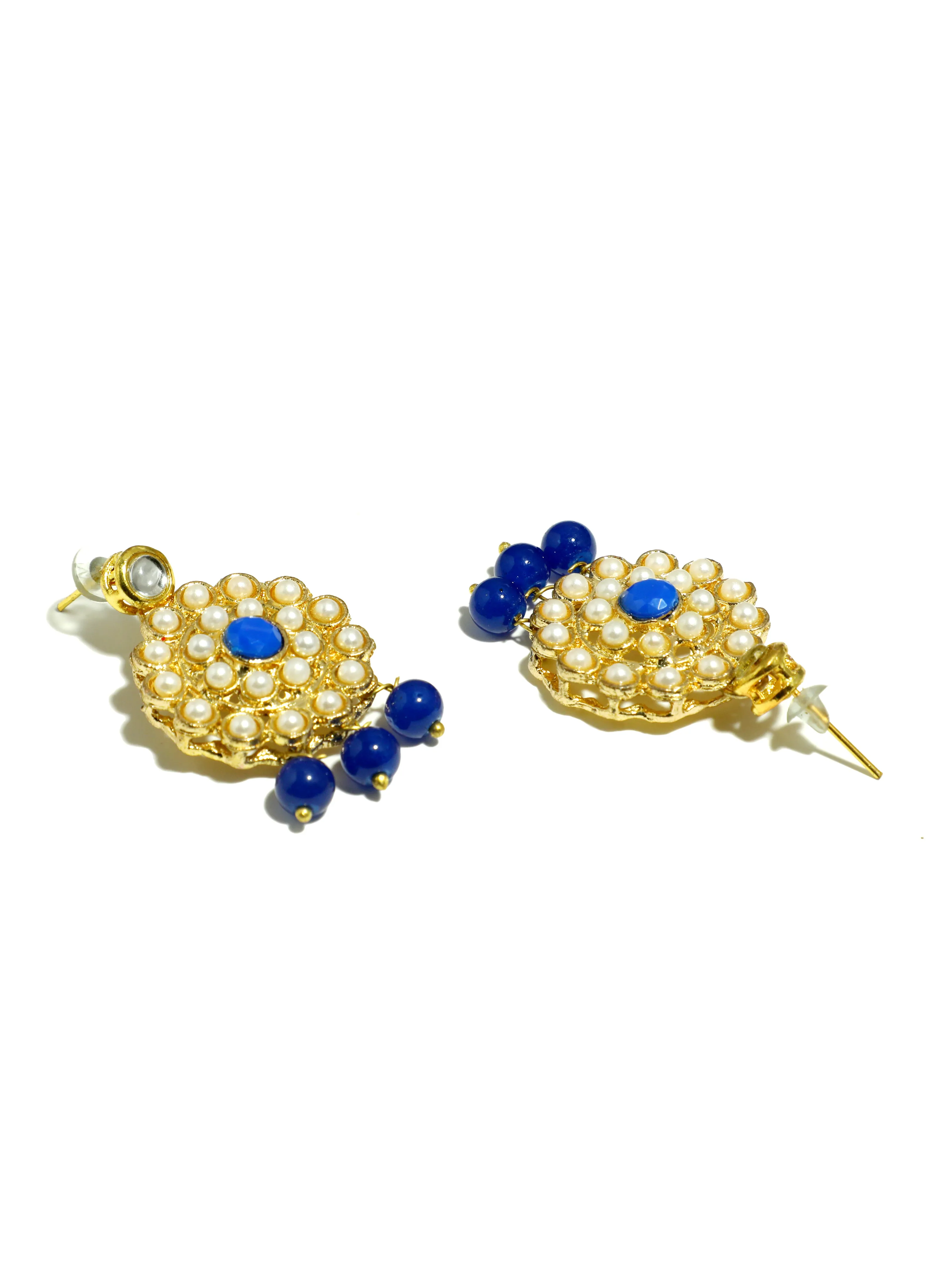 Kundan Royal Blue Beaded Choker Necklace Set