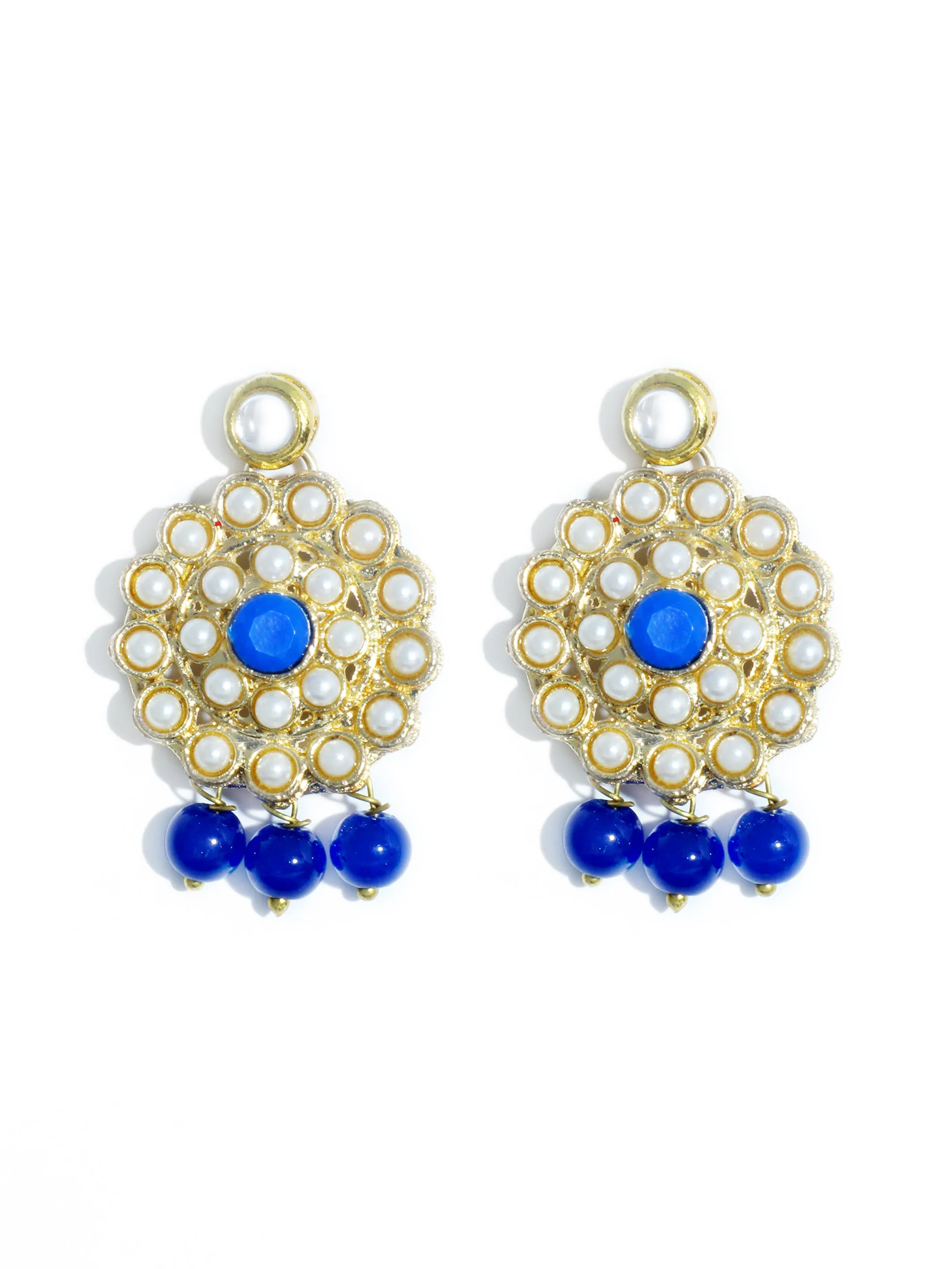 Kundan Royal Blue Beaded Choker Necklace Set
