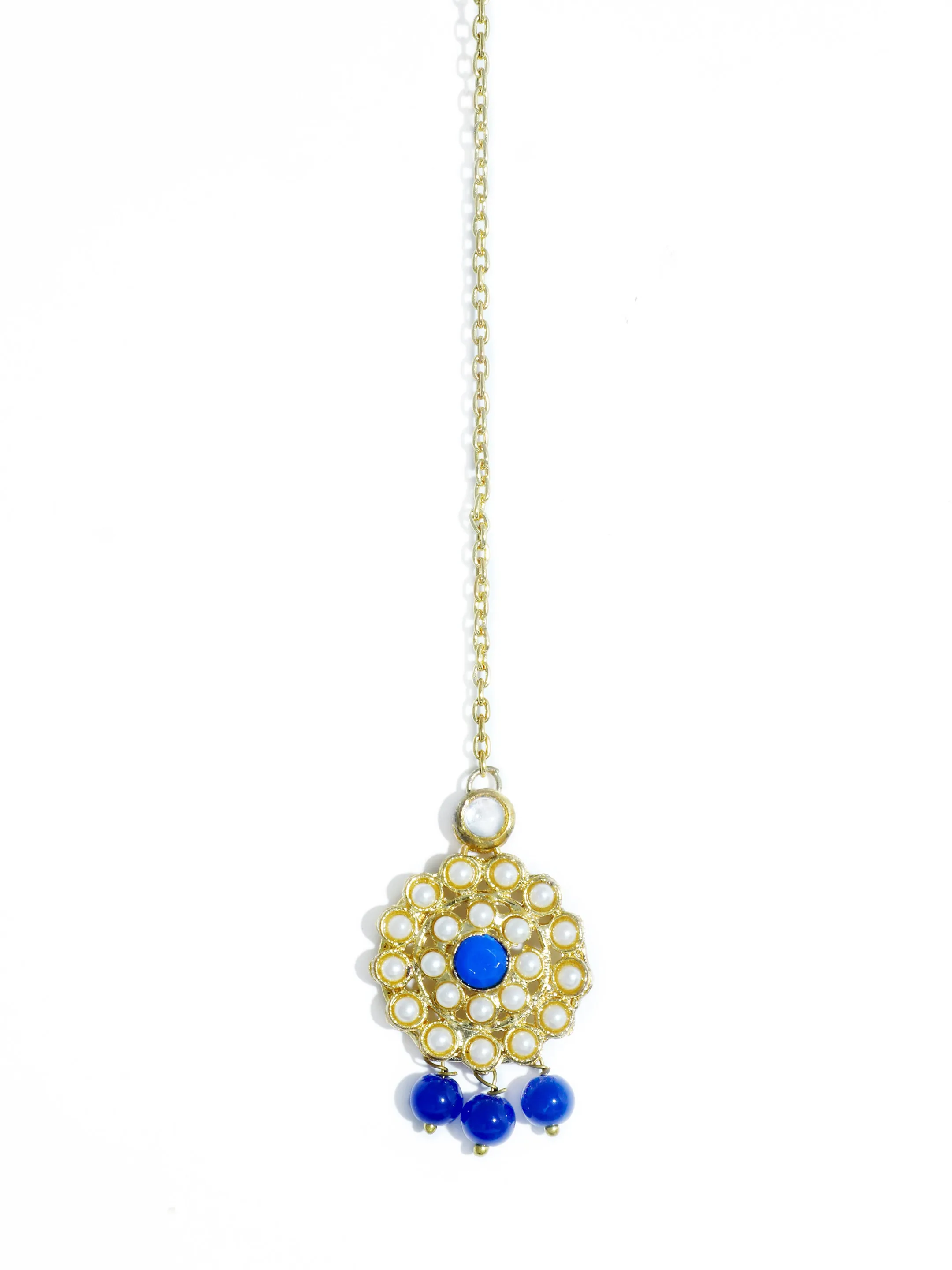 Kundan Royal Blue Beaded Choker Necklace Set