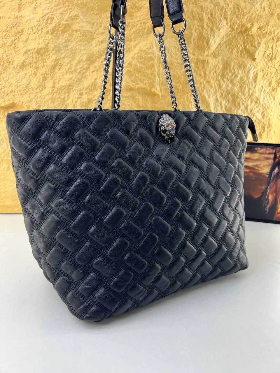Kurt Geiger Black Quilted Tote Bag