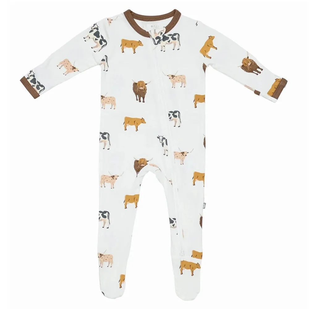 Kyte Baby Zippered Footie (Moo)