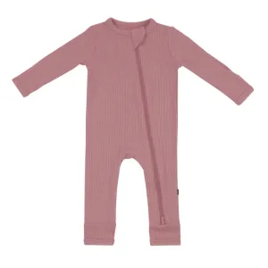 Kyte Ribbed Zippered Romper in Dusty Rose