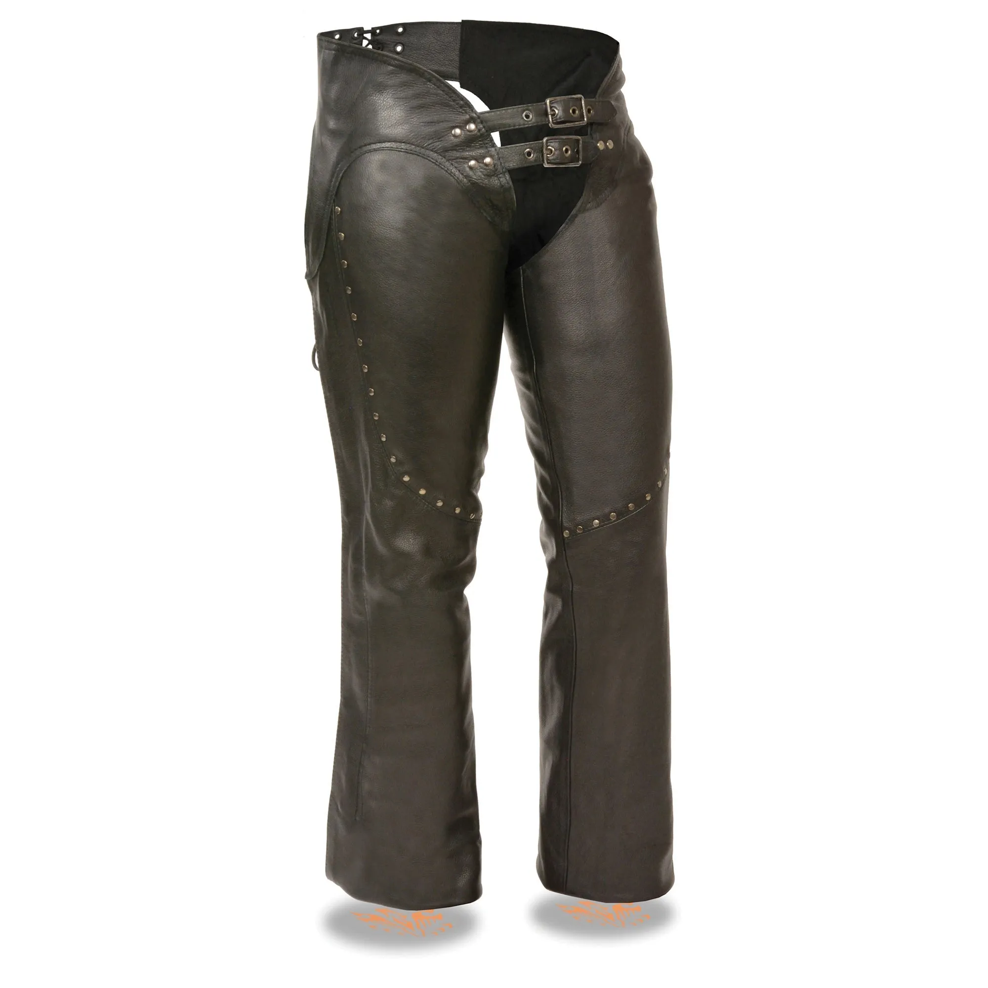 Ladies Low Rise Double Buckle Chap w/ Rivet Detailing