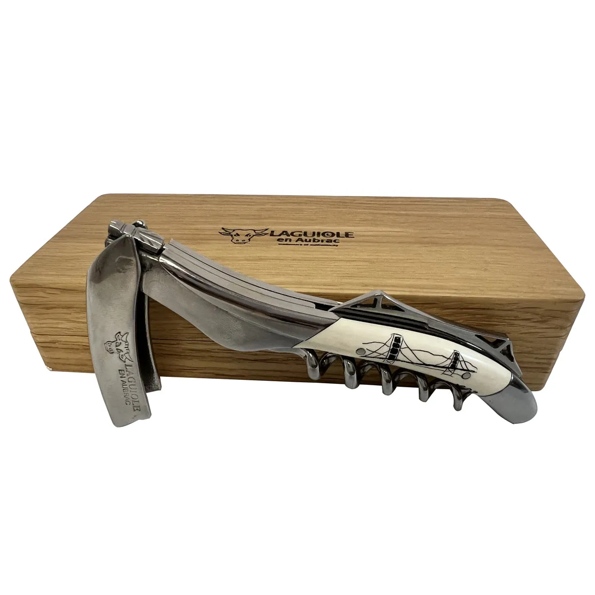 Laguiole en Aubrac Sommelier Waiter's Corkscrew With Mammoth Ivory Handle & Special Edition Carving