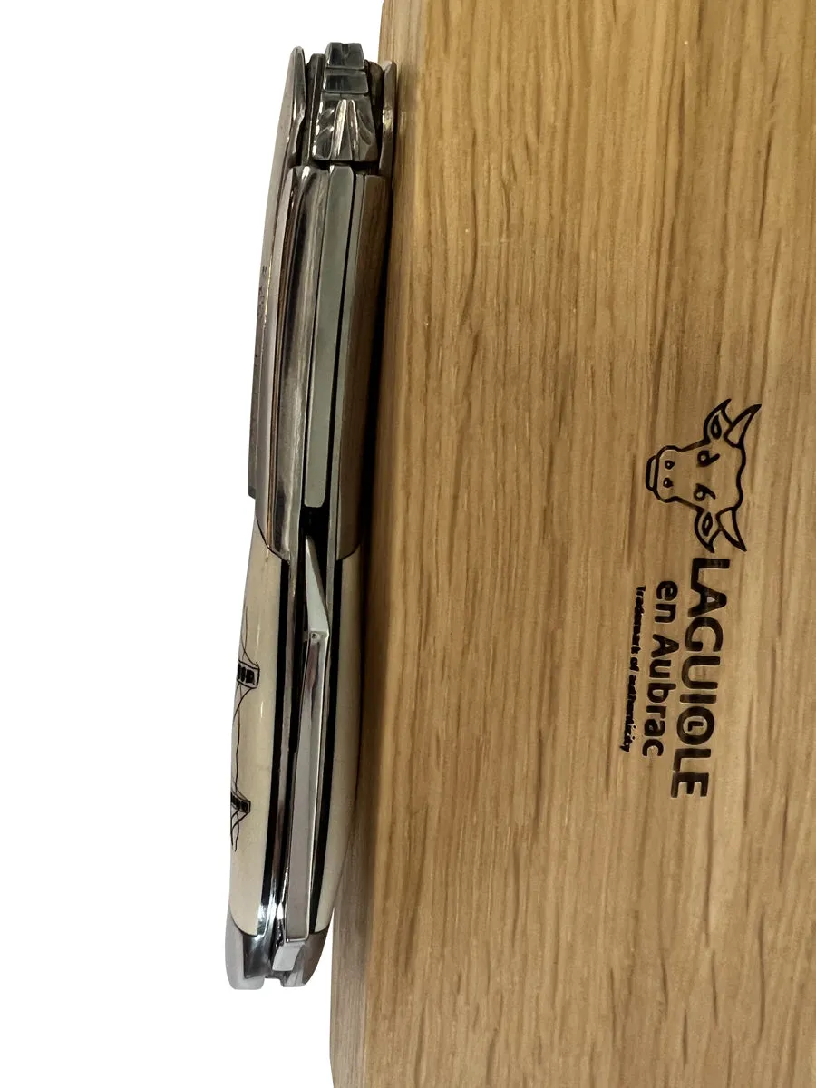 Laguiole en Aubrac Sommelier Waiter's Corkscrew With Mammoth Ivory Handle & Special Edition Carving