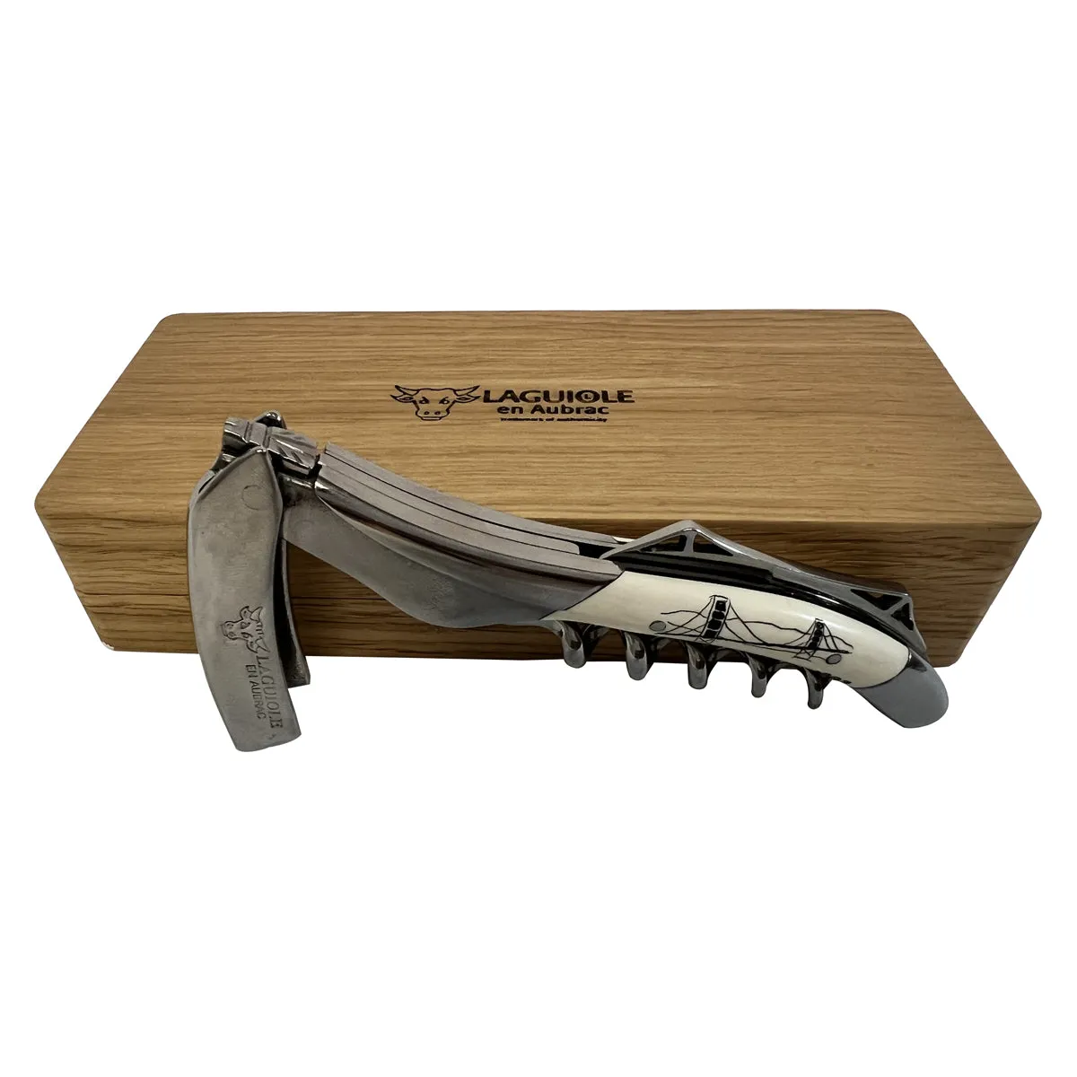 Laguiole en Aubrac Sommelier Waiter's Corkscrew With Mammoth Ivory Handle & Special Edition Carving