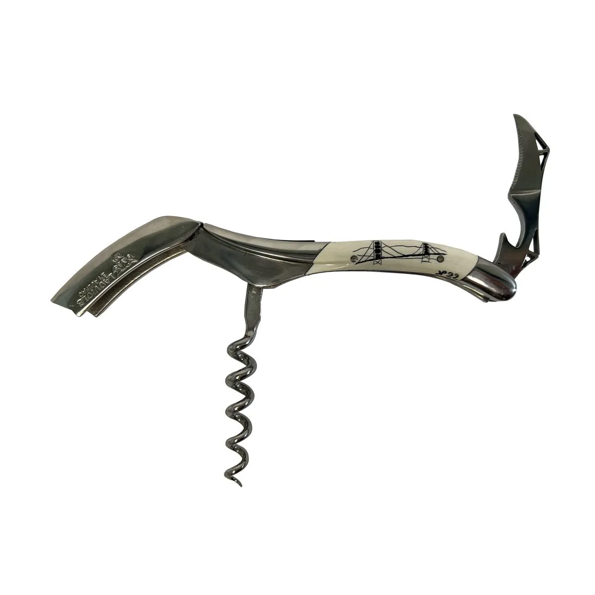 Laguiole en Aubrac Sommelier Waiter's Corkscrew With Mammoth Ivory Handle & Special Edition Carving