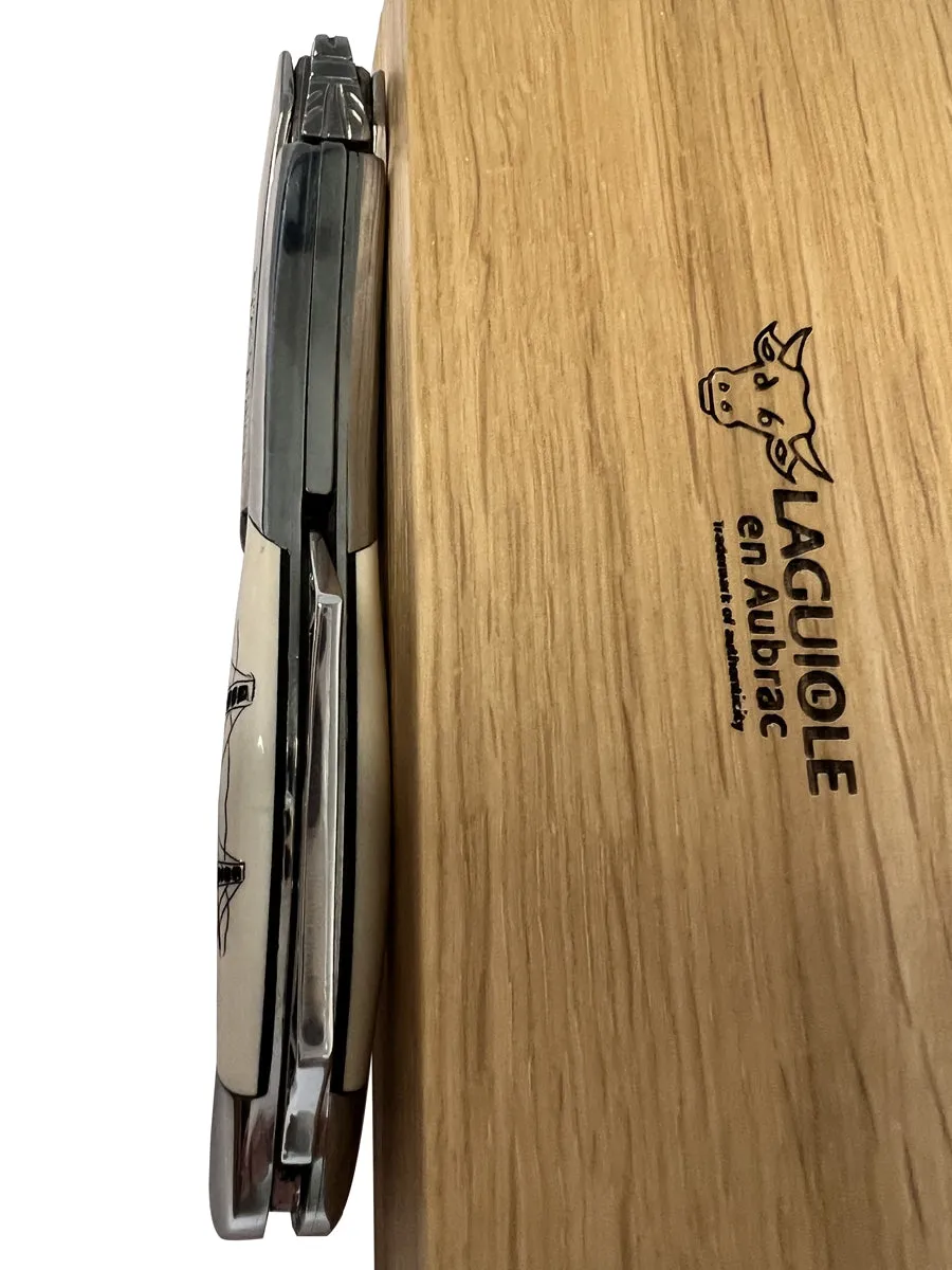 Laguiole en Aubrac Sommelier Waiter's Corkscrew With Mammoth Ivory Handle & Special Edition Carving