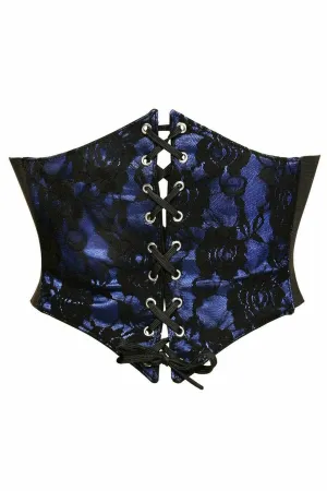 Lavish Blue w/Black Lace Overlay Corset Belt Cincher