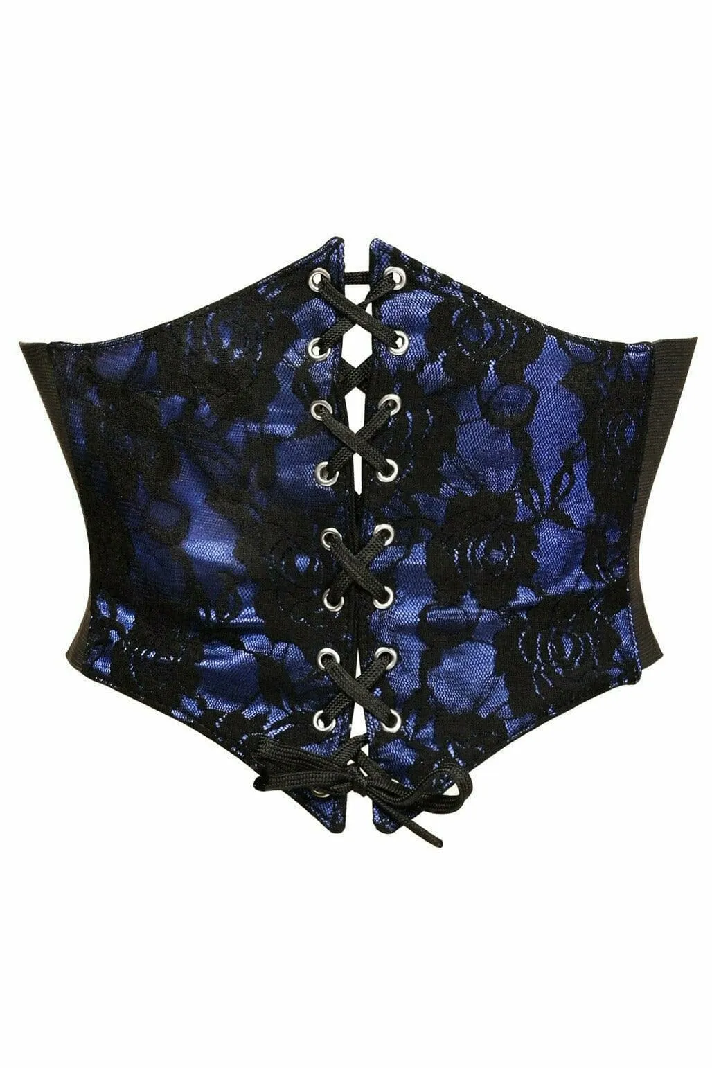 Lavish Blue w/Black Lace Overlay Corset Belt Cincher